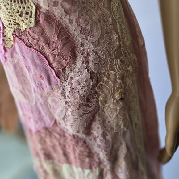 Timeless Beauty Heirloom Lace Maxi Dress - Repurposed Vintage Romantic Gown - Picture 8 of 10